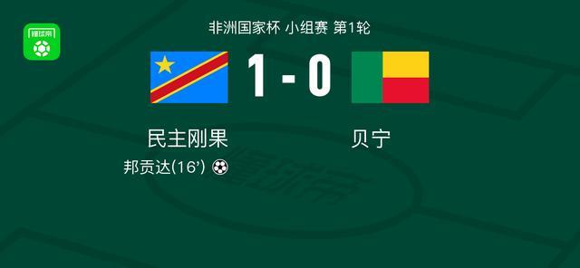 民主剛果1-0貝寧，邦貢達打進全場唯一進球